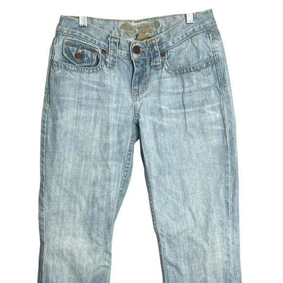 VTG Y2K Abercrombie And Fitch Womens Low Rise Boot Cut Denim Jeans Blue Size 0R - Picture 2 of 11